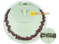 side drilled potato claret freshwater pearl jewelry necklace
