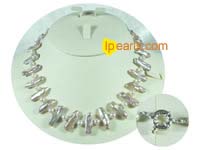 purple Keishi with white potato freshwater pearl necklace