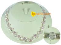 7-8mm light freshwater pearl necklace with crystal beads