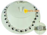 white freshwater pearl necklace with crystal beads