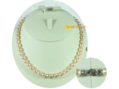 6-7mm natural pink rice freshwater pearl necklace