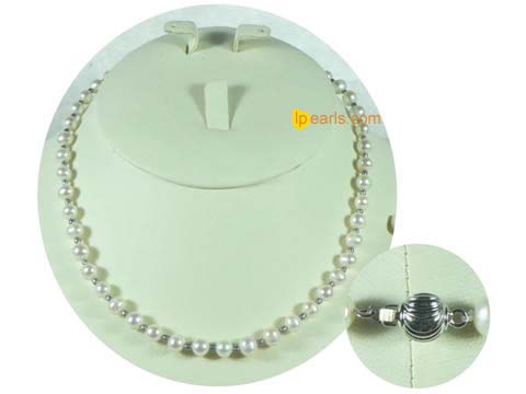 7-8mm white freshwater jewelry pearl necklace with crystal fitti