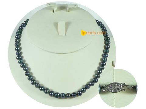 7-8mm dark blue cultured freshwater jewelry pearl necklace