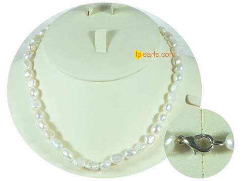 drilled smooth-on-both-side white pearl necklace from China