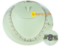 7-8mm white freshwater potato pearl necklace with zircon