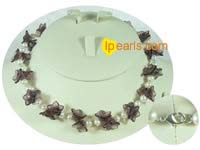 6-7mm white potato freshwater pearls with flower necklace