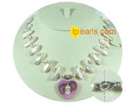 White freshwater biwa and potato pearl necklace from China