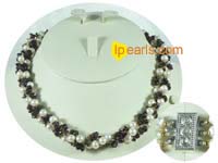 6-7mm freshwater pearl necklace mixing garnets
