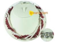 4-5mm white freshwater pearl necklace with strand coral