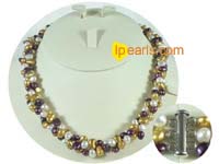 three strands nugget freshwater pearl necklace