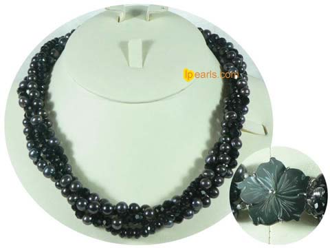 7-8mm black cultured freshwater pearl necklace
