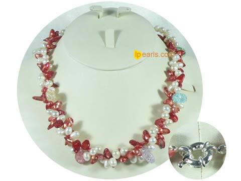 freshwater blister pearl necklace-2 twisted strands
