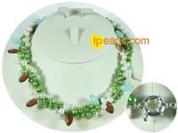 four strands dye colors twisted pearl necklace