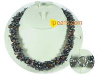 side-drilled black pearl necklace with tourmaline beads