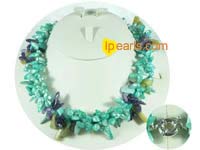 blister pearl necklace with amethyst and turquoise beads