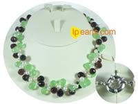 5-6mm white freshwater pearl necklace mixing rainbow stones
