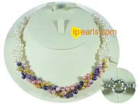 mulit top-drilled pearl necklace-3 twisted strands