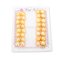 11-12mm half-drill gold loose bread pearls 16 pairs