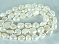 9-10mm natural white smooth on both sides pearl strands