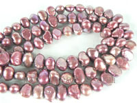 7-8mm smooth on both sides pearl strands in deep purple color