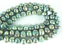 7-8mm smooth on both sides pearl strands in deep green color
