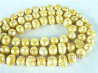 7-8mm golden color smooth on both sides pearl strands