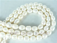 7-8mm natural white freshwater rice pearl strands