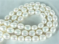 9-10mm natural white freshwater rice pearl strands on wholesale