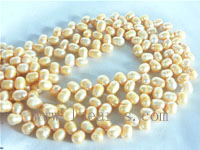 6-7mm yellow freshwater wheat pearl strands
