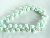 6-7mm cerulean color freshwater wheat pearl strands