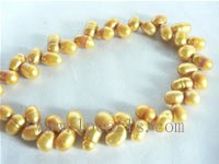 6-7mm golden color freshwater wheat pearl strands