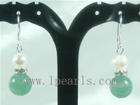 10mm jade sterling silver dangling earrings on wholesale