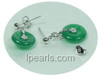18KGP green jade studs earrings on wholesale