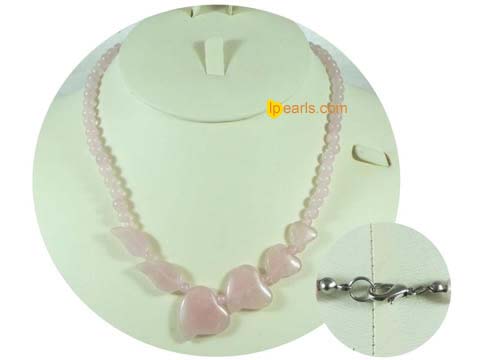 pink coin-shape jade beads necklace