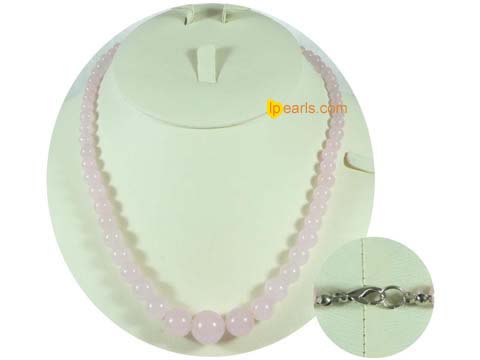 fashion 6mm to 14mm different sizes of pink jade necklace