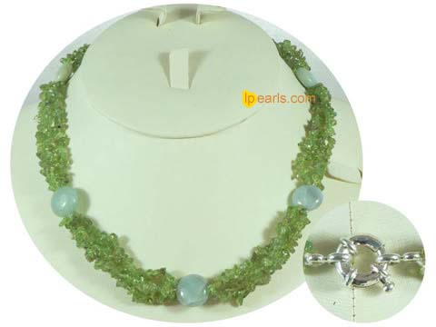 wholesale fashion green detritus necklace with 9mm bowlders
