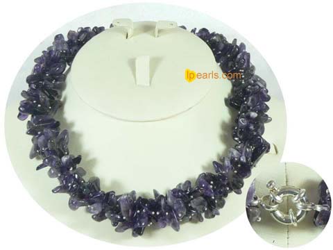 5-15mm purple irregular gemstone crystal necklace