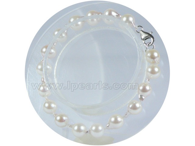 wholesale 7-7.5mm white baroque akoya pearl bracelet