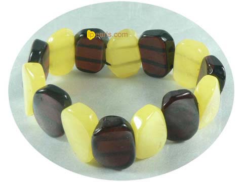 23mm yellow and cognac color stretchy amber bracelet