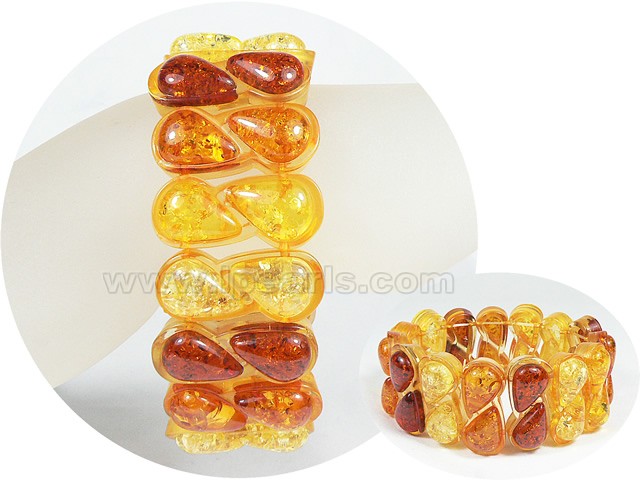 9x18mm multicolor vase shape stretchy amber bracelet