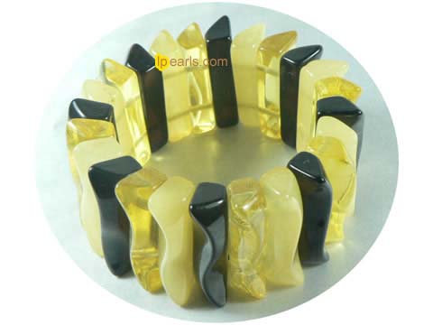 32mm cognac and yellow color stretchy amber bracelet
