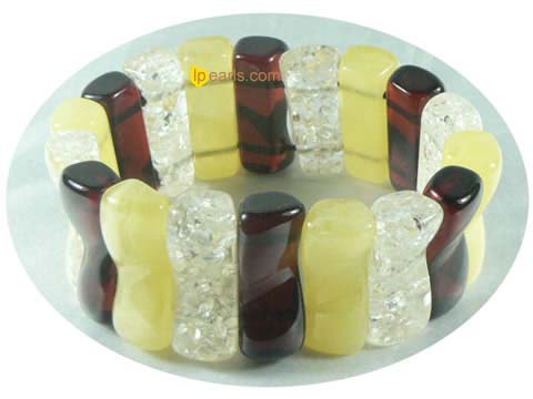 30mm multicolor stretchy amber bracelet on wholesale