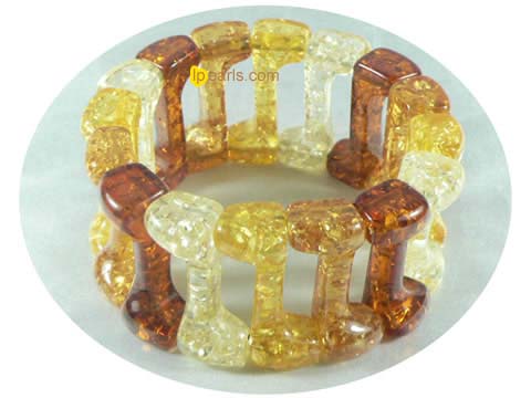 wholesale 30mm multicolor Z shape stretchy amber bracelet
