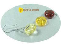 tear drop sterling silver dangling earrings with 5x12mm amber