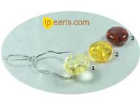gourd shape sterling silver dangling earrings with x12mm amber