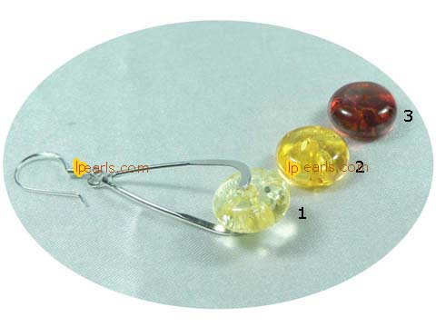 wholesale sterling silver dangling earrings with 5x12mm amber