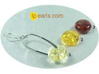 oblong shape sterling silver dangling earrings with 5x12mm amber