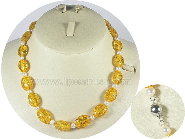 5-6mm potato pearl necklace and amber beads wholesale