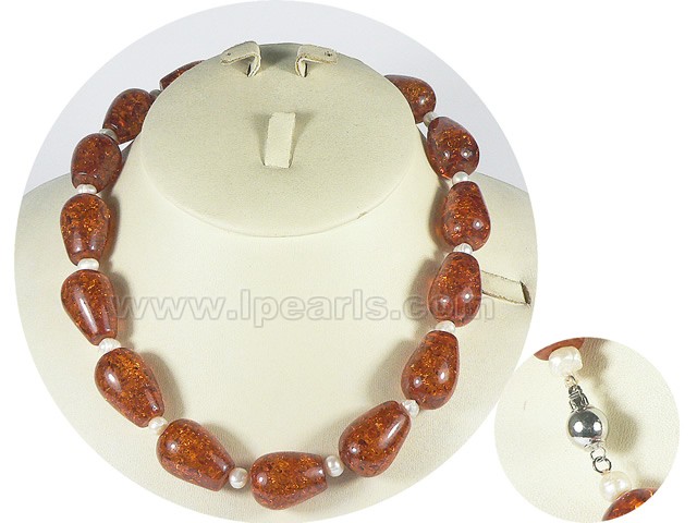 5-6mm potato pearl necklace and amber beads wholesale