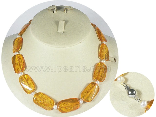 wholesale amber beads and 5-6mm potato pearl necklace